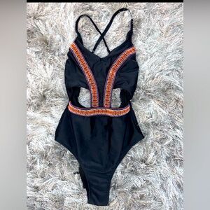 Crisscross embellished swimsuit w/rie-back - XS. Excellent condition